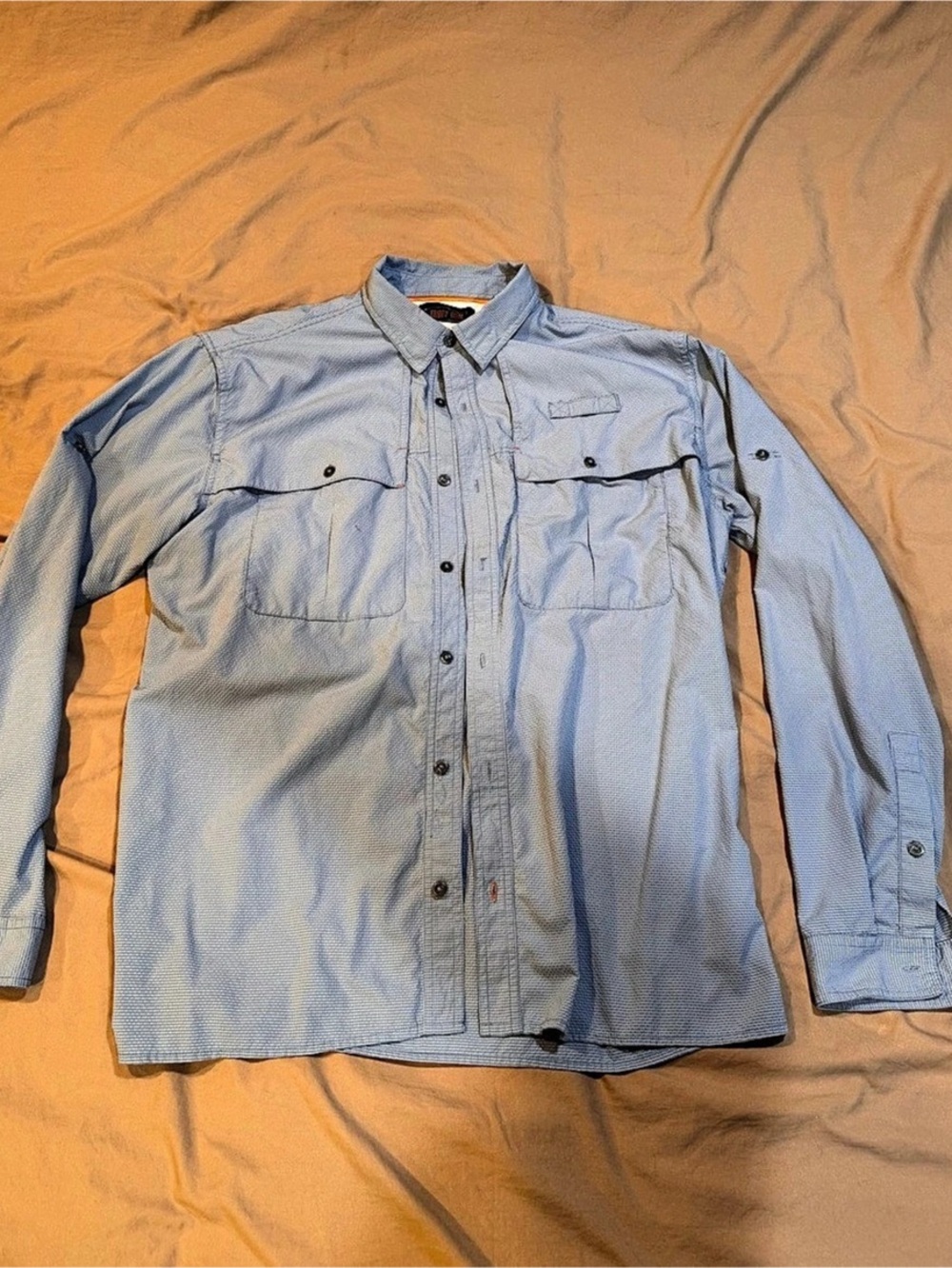 Trout Bim Men's Gingham Button Down Shirt in Blue & White Like New
